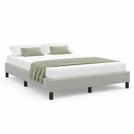 Lit double cadre de lit gris clair en polyester rectangulaire 160 x 200 cm