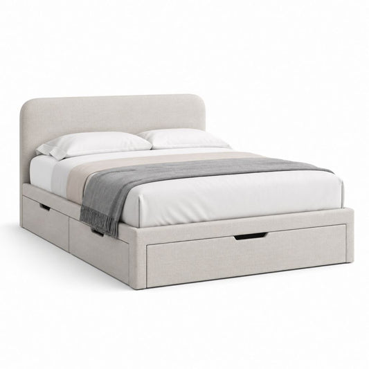 Lit avec tiroirs beige en polyester 160 x 200 cm